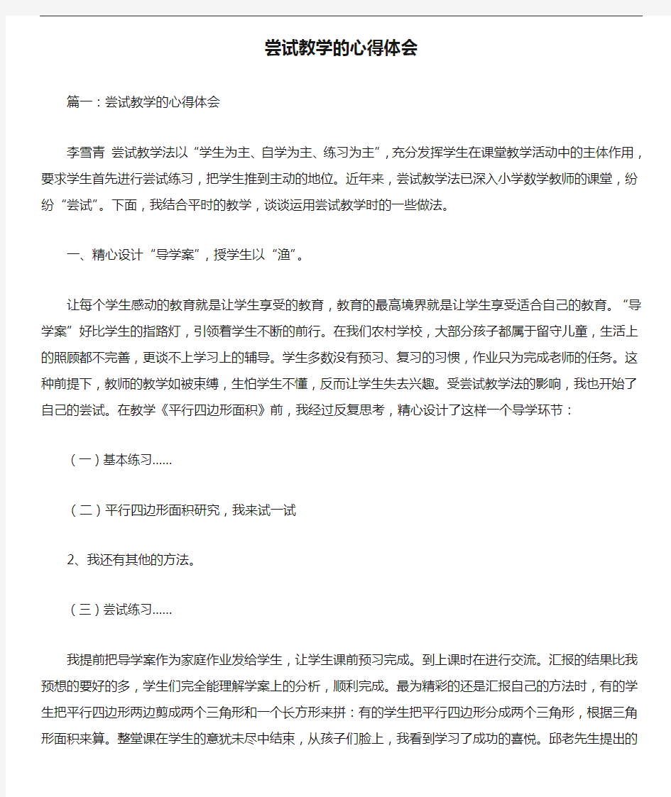 心得体会 尝试教学的心得体会