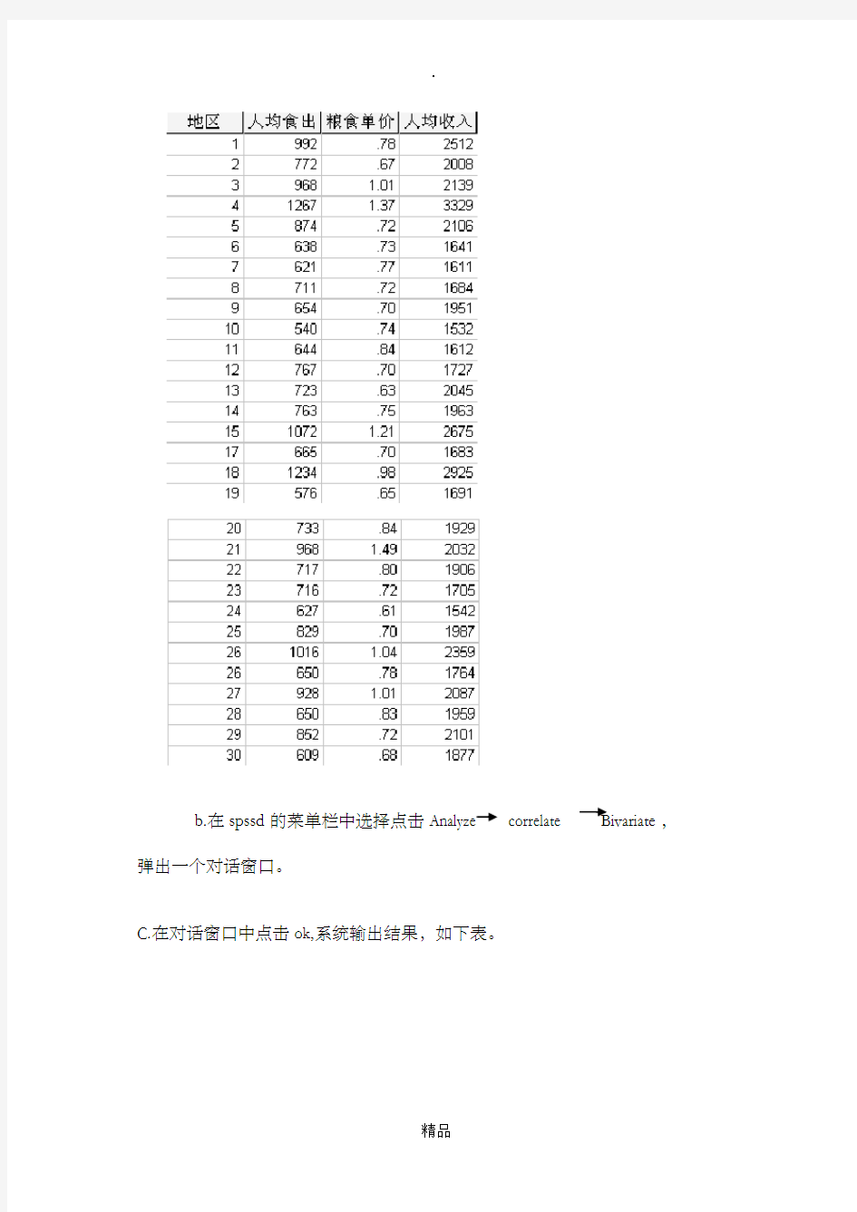 spss对数据进行相关性分析实验报告