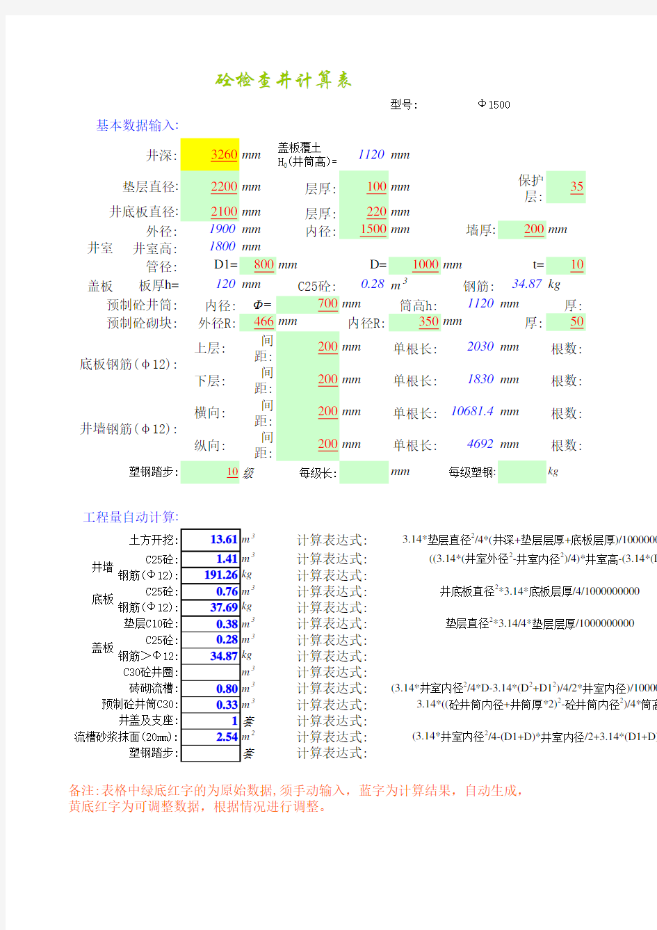 检查井工程量计算 