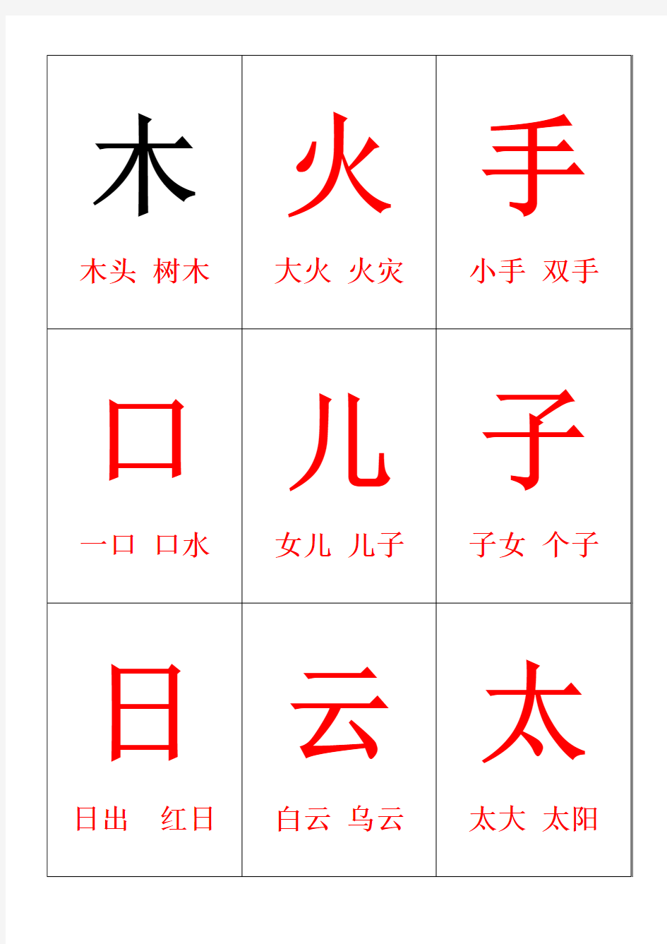 生字卡片模板