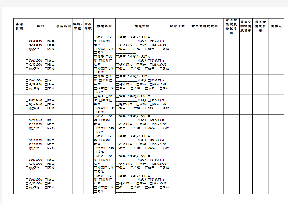 咨询登记表(模板)