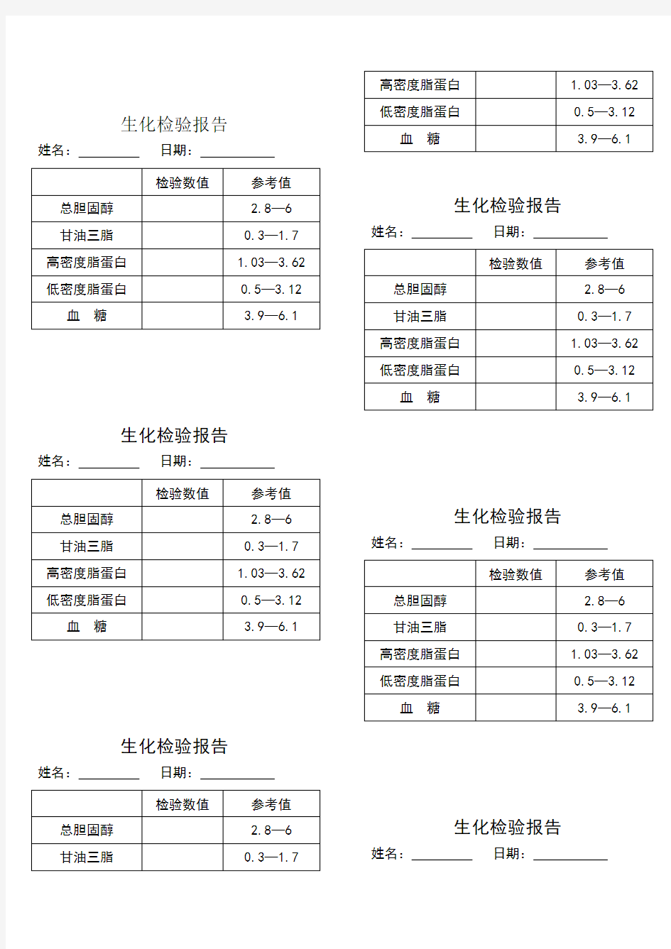 生化检验报告