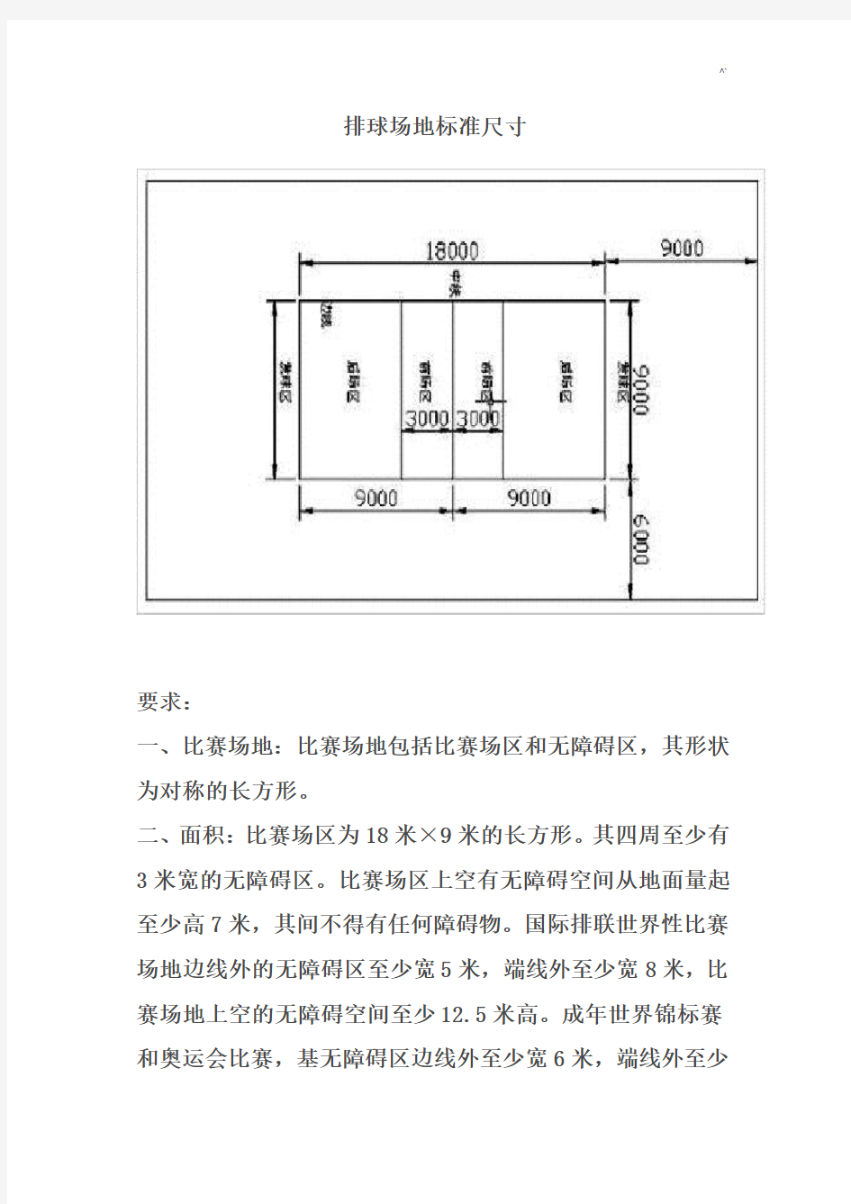 排球场地规范标准尺寸