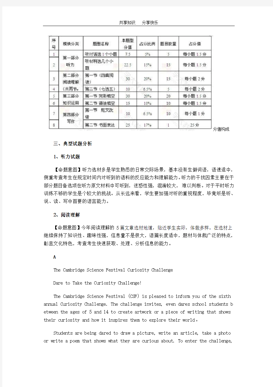 2014英语全国1卷解析