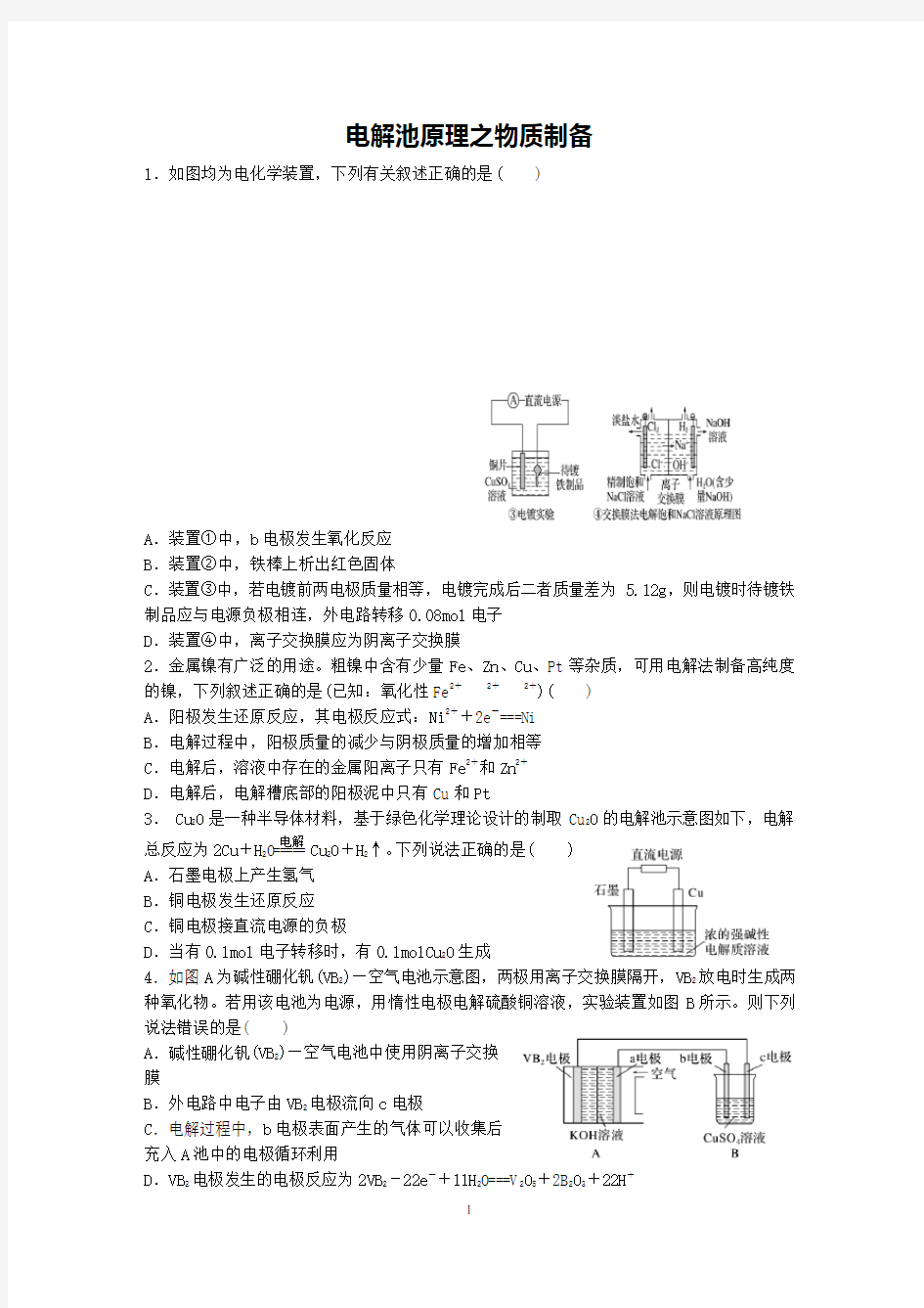 电解池原理之物质制备20200915