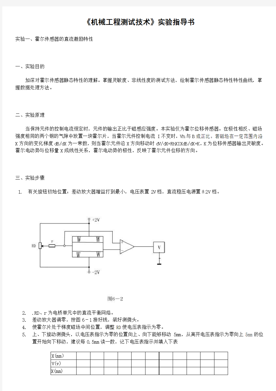 霍尔传感器电容传感器4实验数据+图形