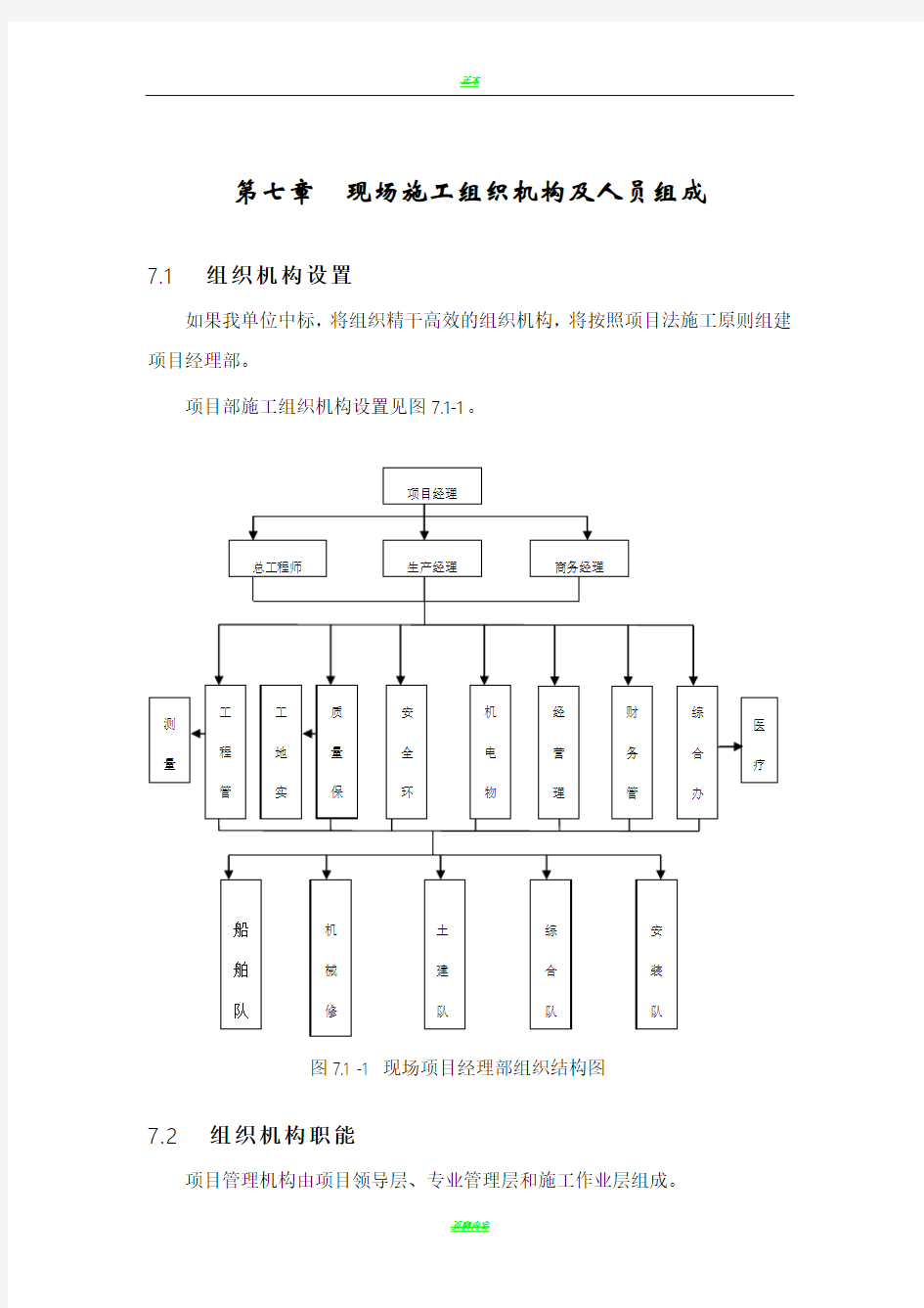 施工组织机构及人员组成