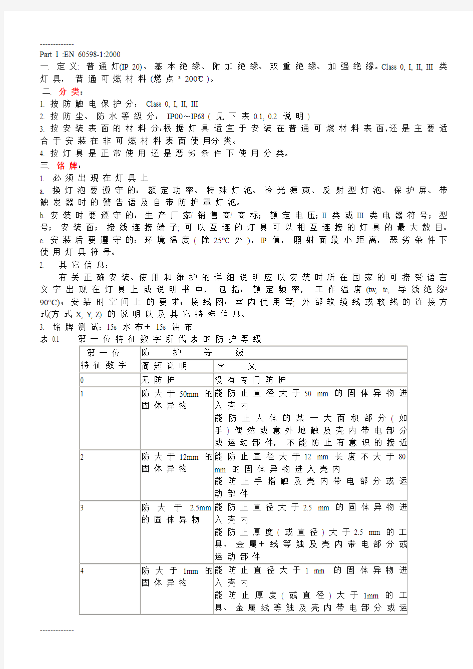 [整理]EN60598-1欧洲灯具安规标准.