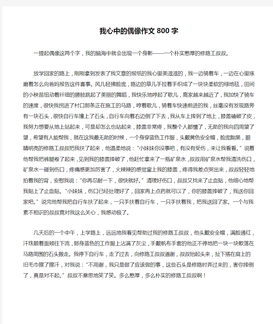 我心中的偶像作文800字