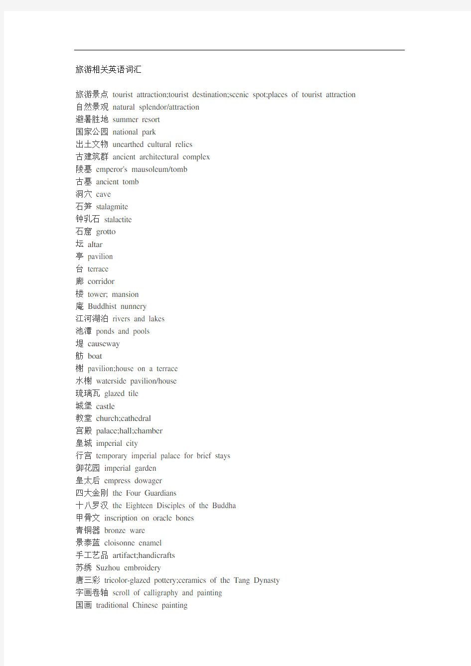 (完整版)与旅游相关的英语词汇(可编辑修改word版)
