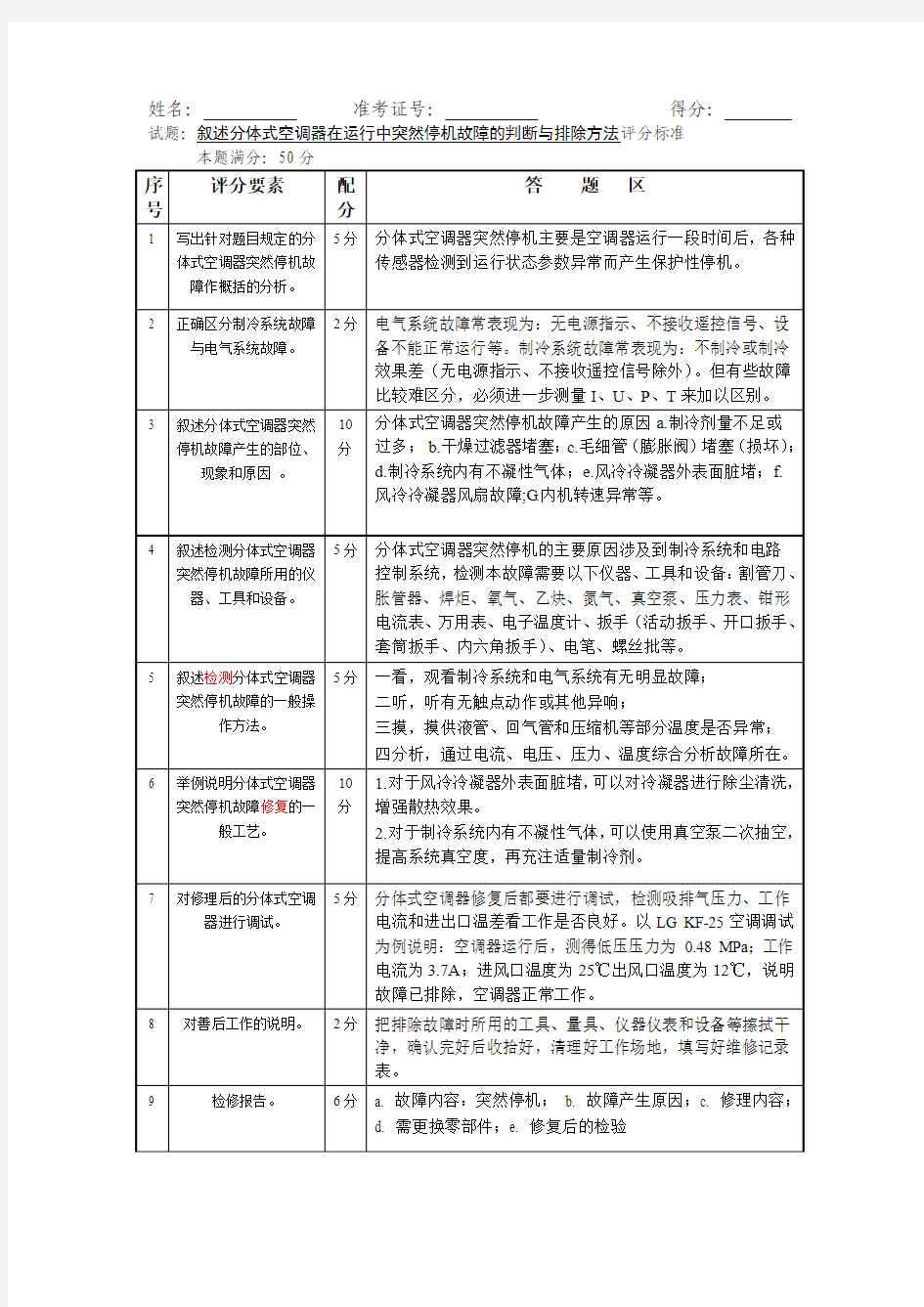 叙述分体式空调器在运行中突然停机故障的判断与排除方法