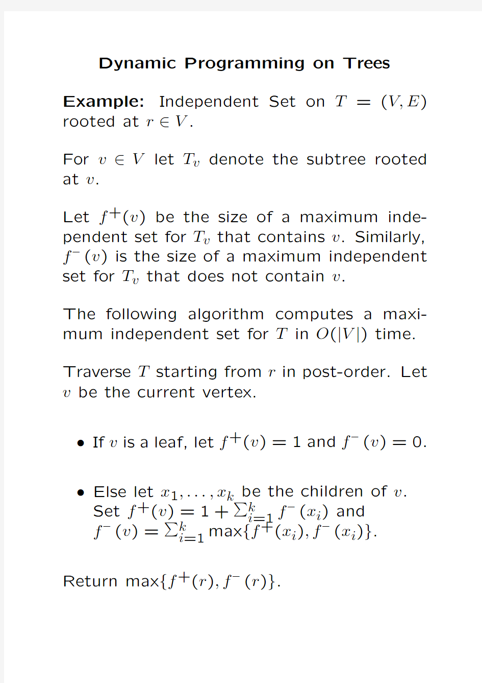 Dynamic Programming on Trees