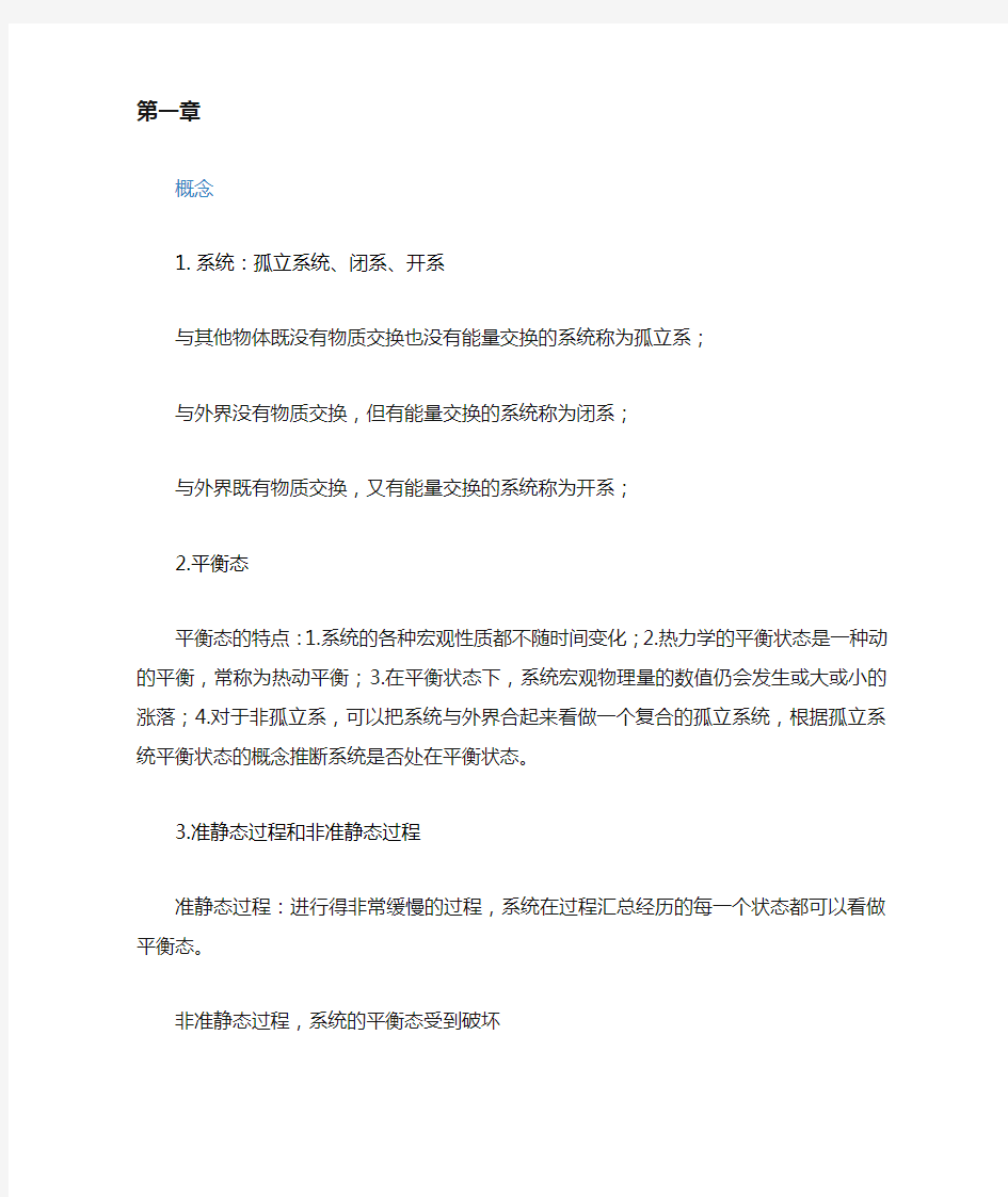 热力学统计物理各章重点总结