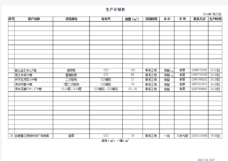 生产计划表2014.06.01-2014