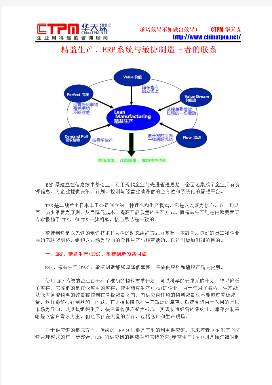 精益生产、ERP系统与敏捷制造三者的联系