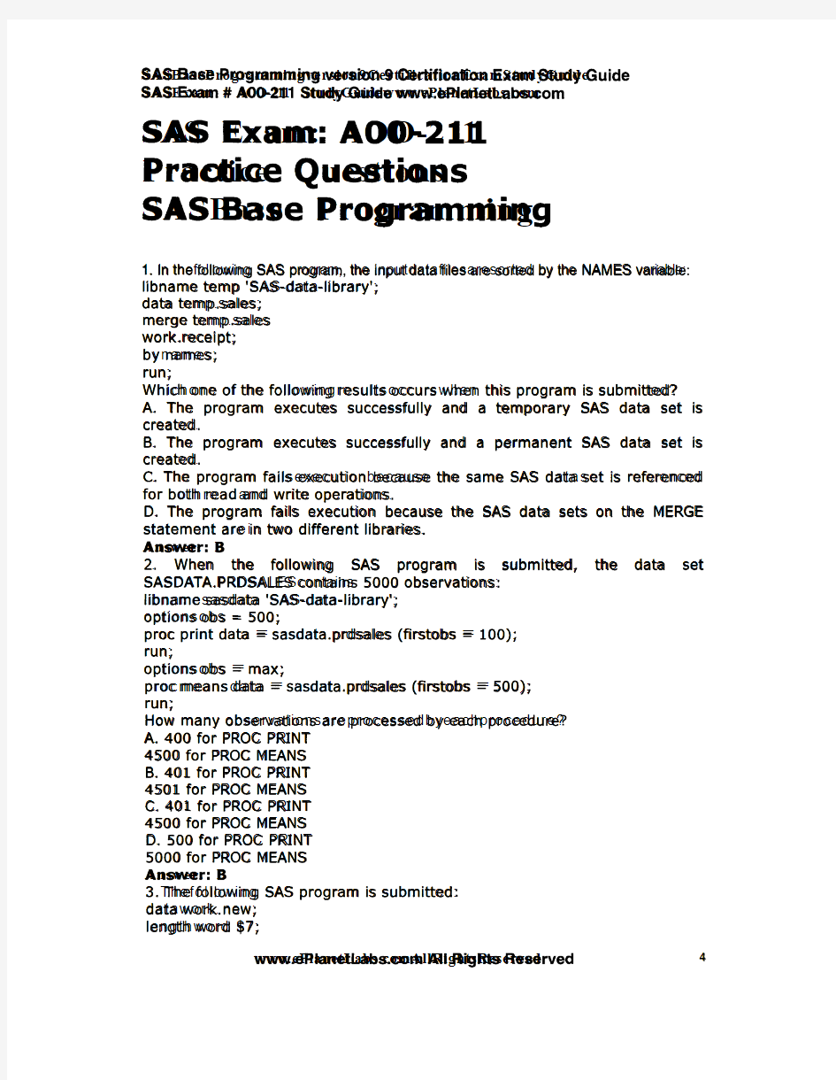 SAS Base Programming Exam Study Guide-ocr(123)