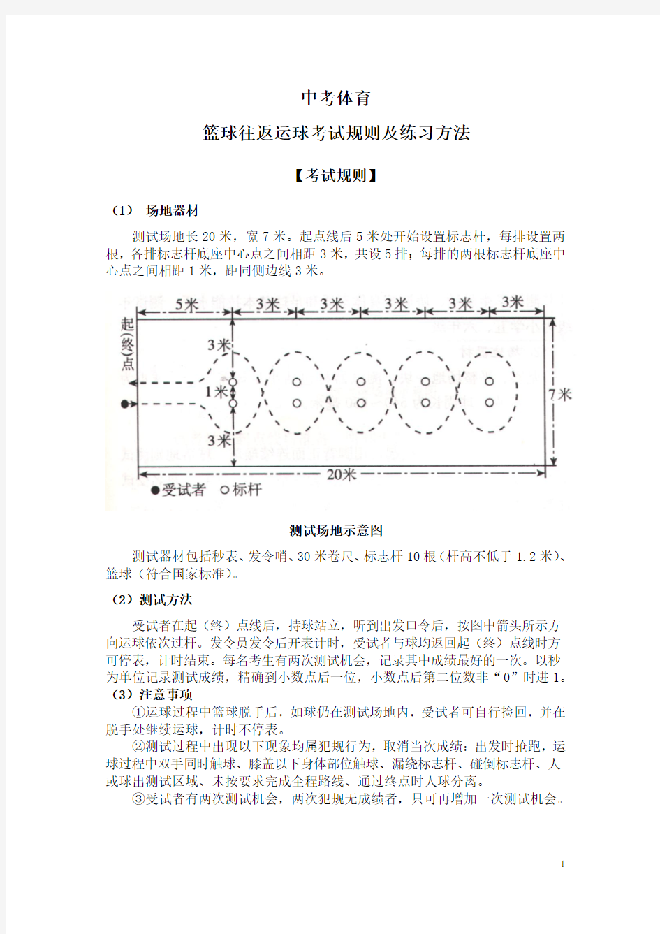 中考体育篮球运球  及实心球  考试规则及练习方法(附场地图)