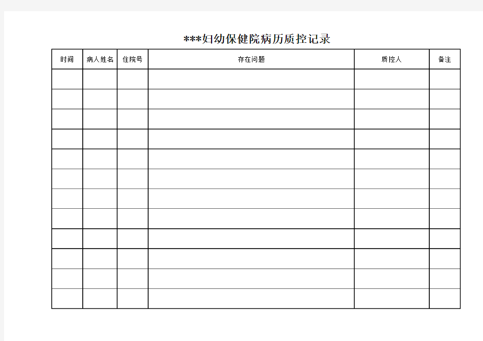 病历质控记录表