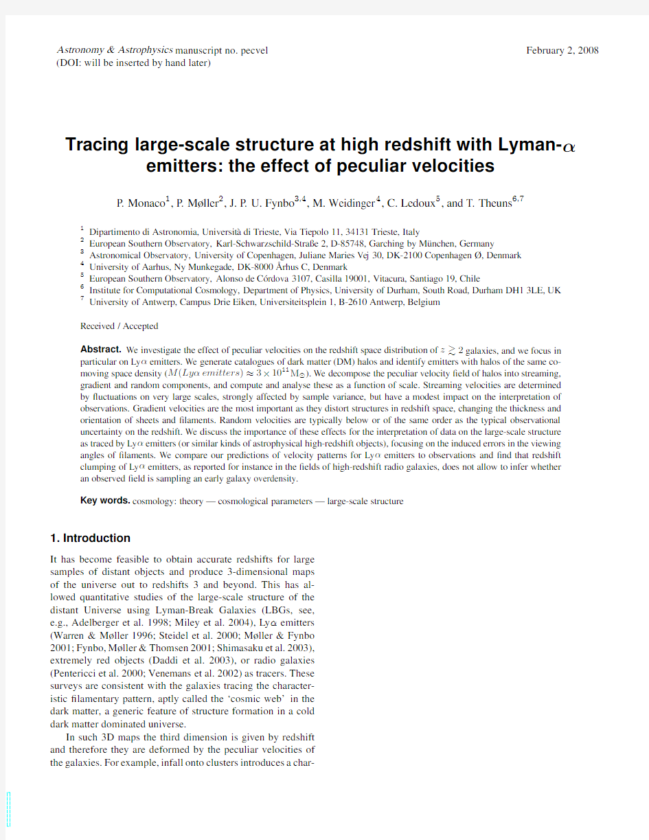 Tracing large-scale structure at high redshift with Lyman-alpha emitters the effect of pecu