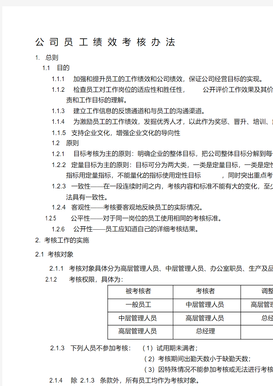 绩效考核制度流程