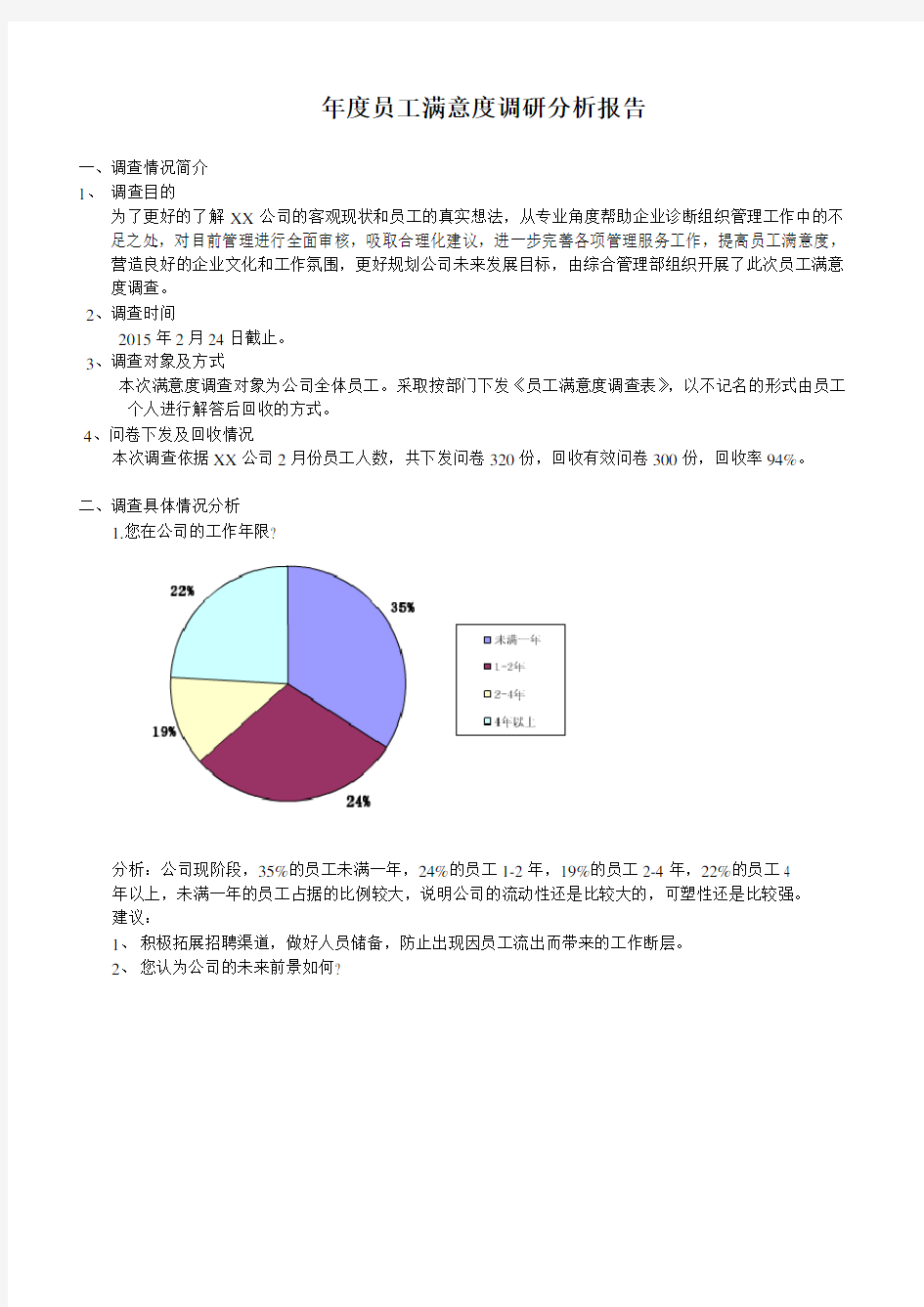 员工满意度调查分析报告