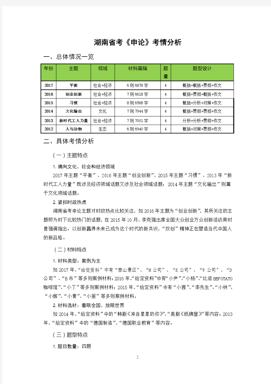 2021湖南省考考情分析