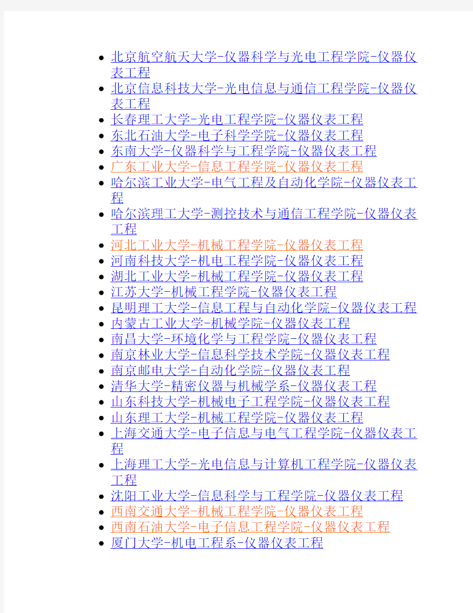 仪表和控制工程专业院校