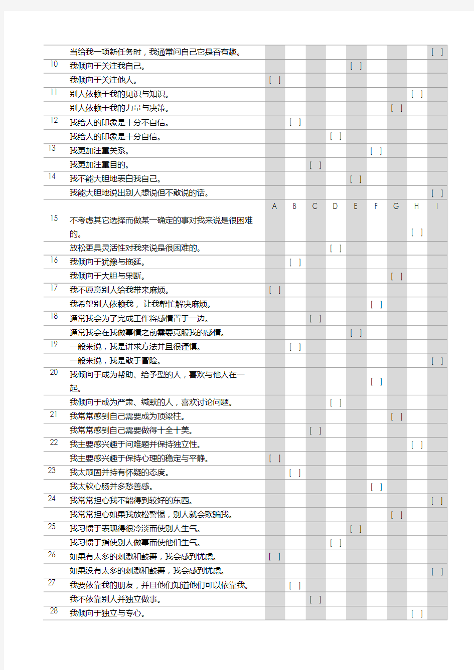 测试九型人格测试题144题及标准答案