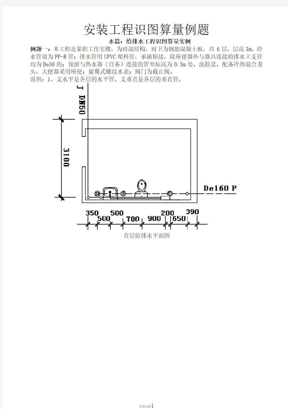 水电安装工程识图算量例题