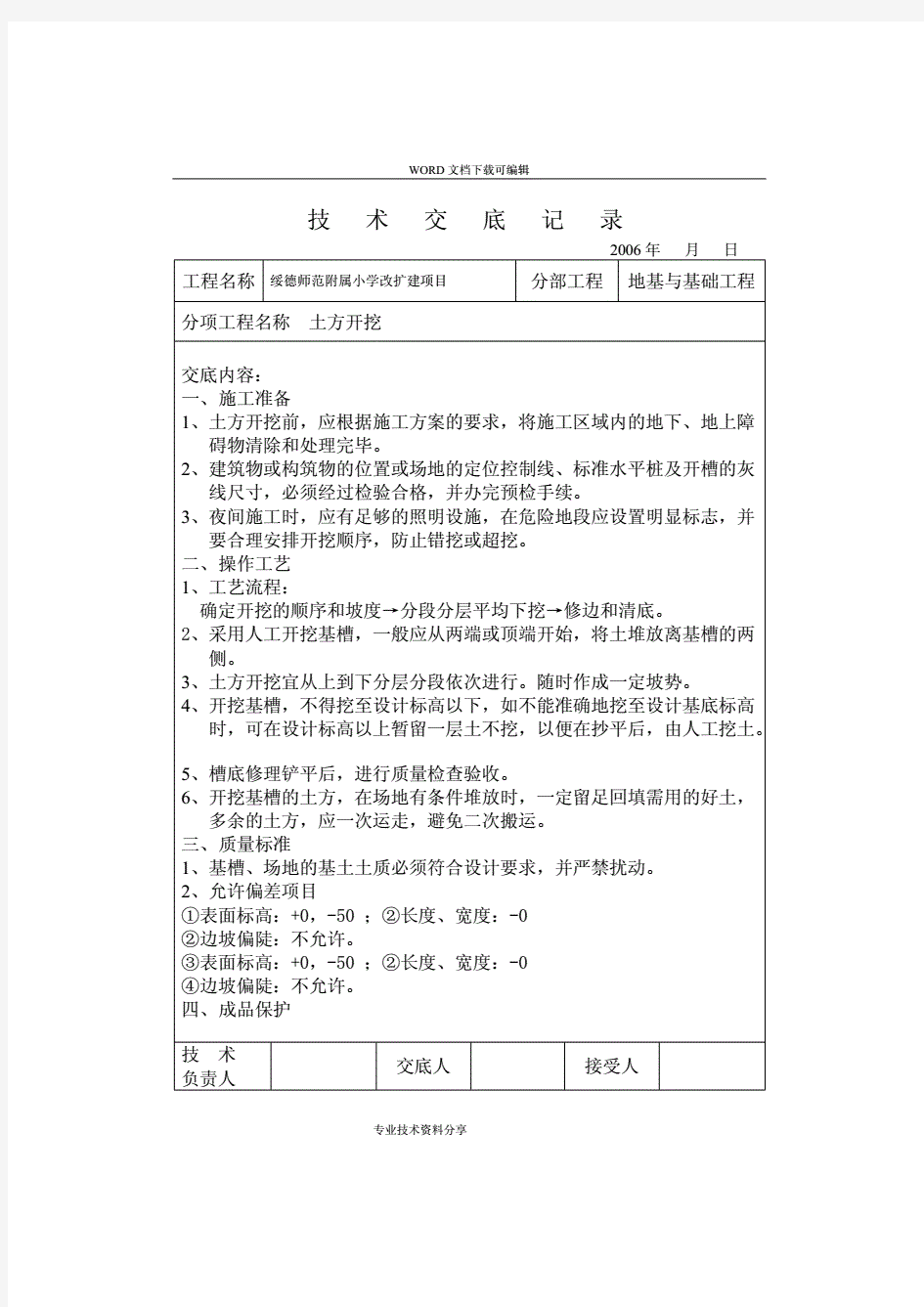 (全套)技术交底记录大全