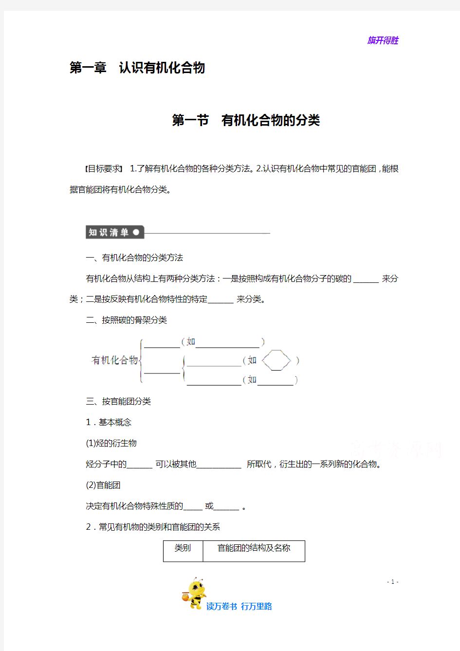 高中化学(人教版,选修5) 第一章认识有机化合物  第一节