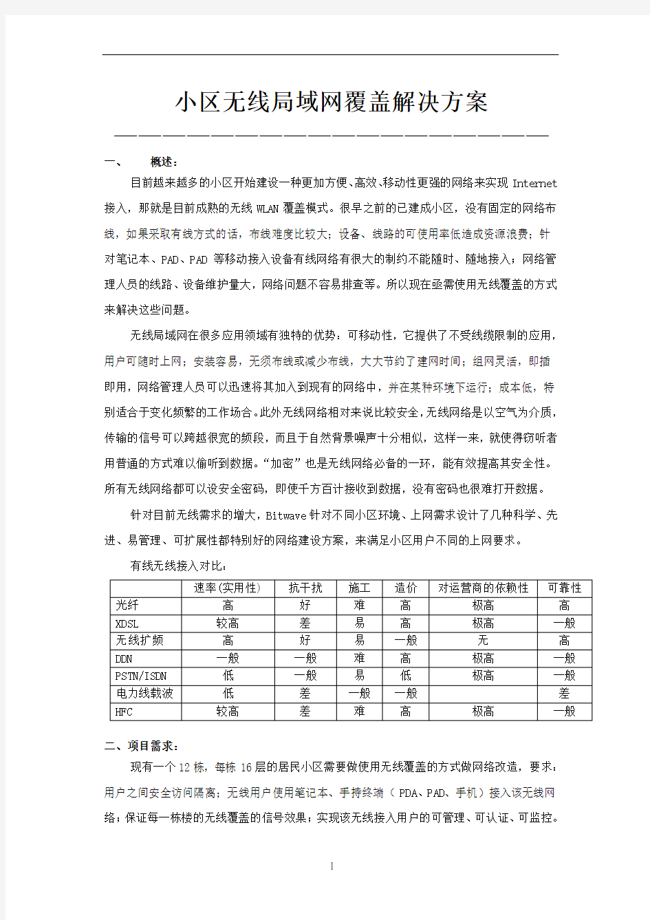 小区WLAN无线覆盖解决方案