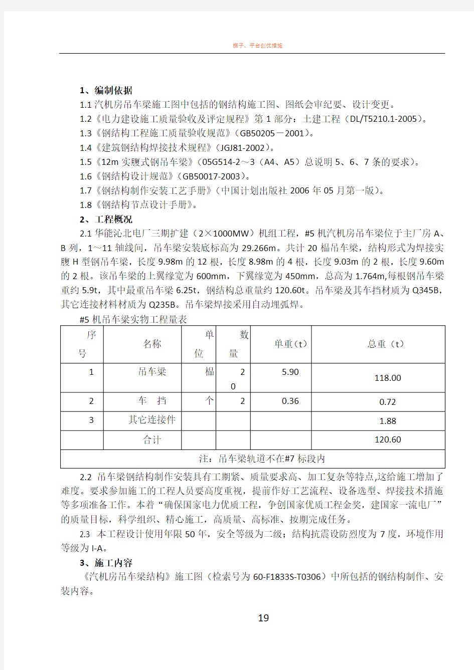 #5吊车梁制作安装施工方案