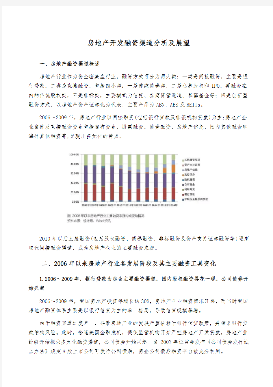 房地产开发融资渠道分析及展望