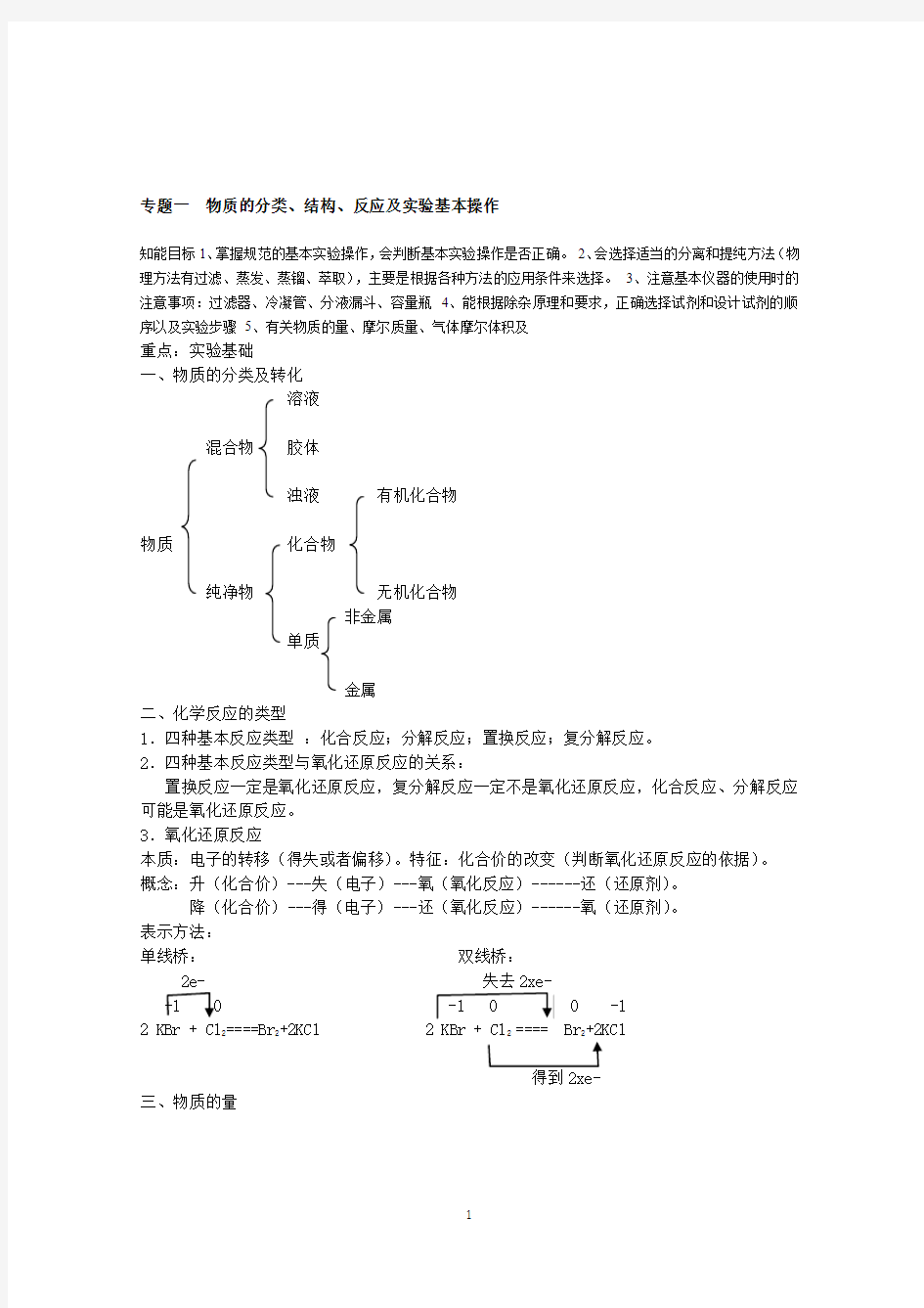 2011年化学学业水平考试总复习_专题一_、二、三、四、五、六、七全套资料