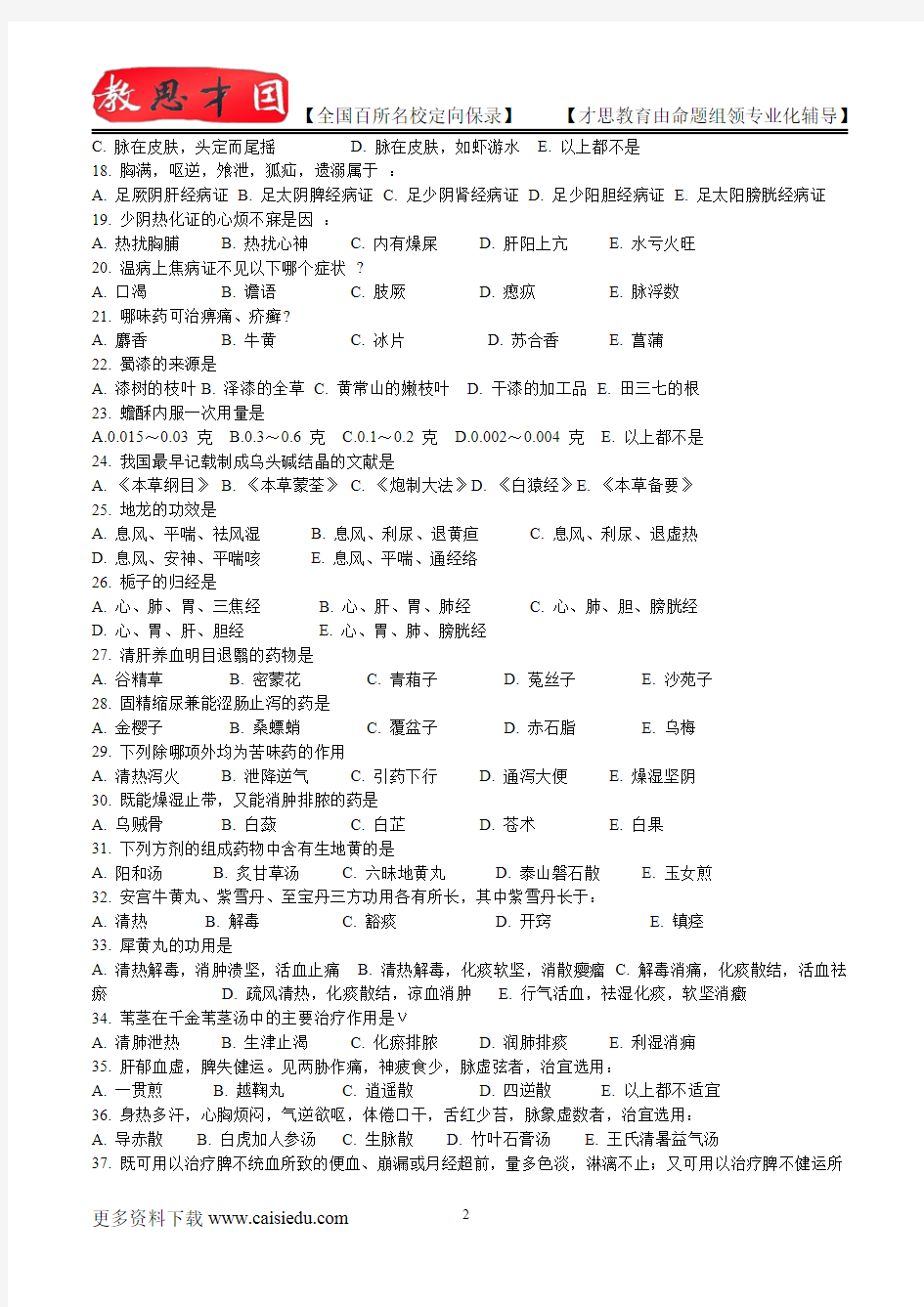 2016年北京中医药大学专业考研复试笔记,复试真题,考研大纲,考研真题,考研经验