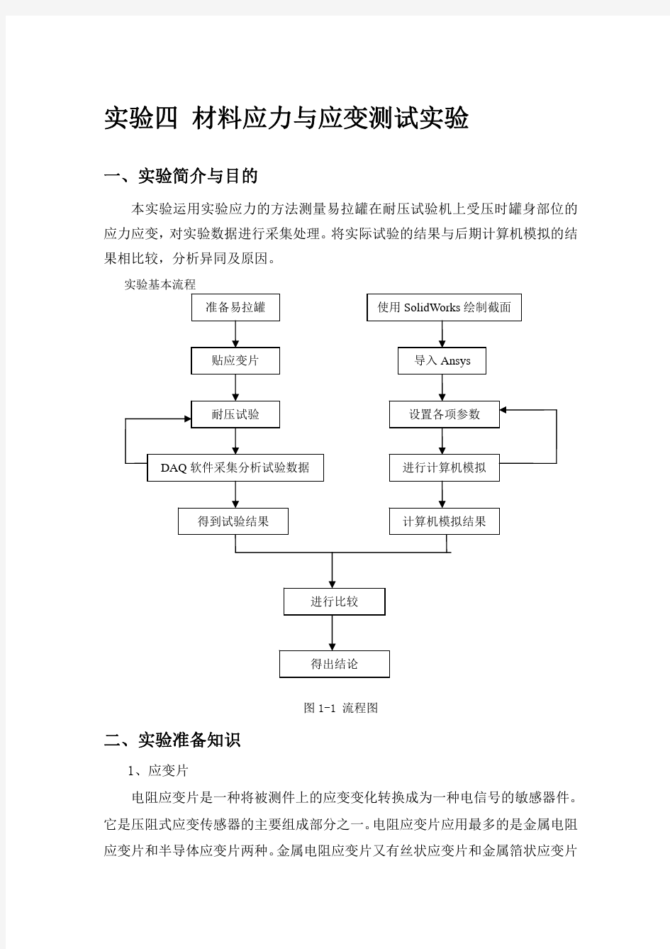 实验四材料应力与应变测试实验