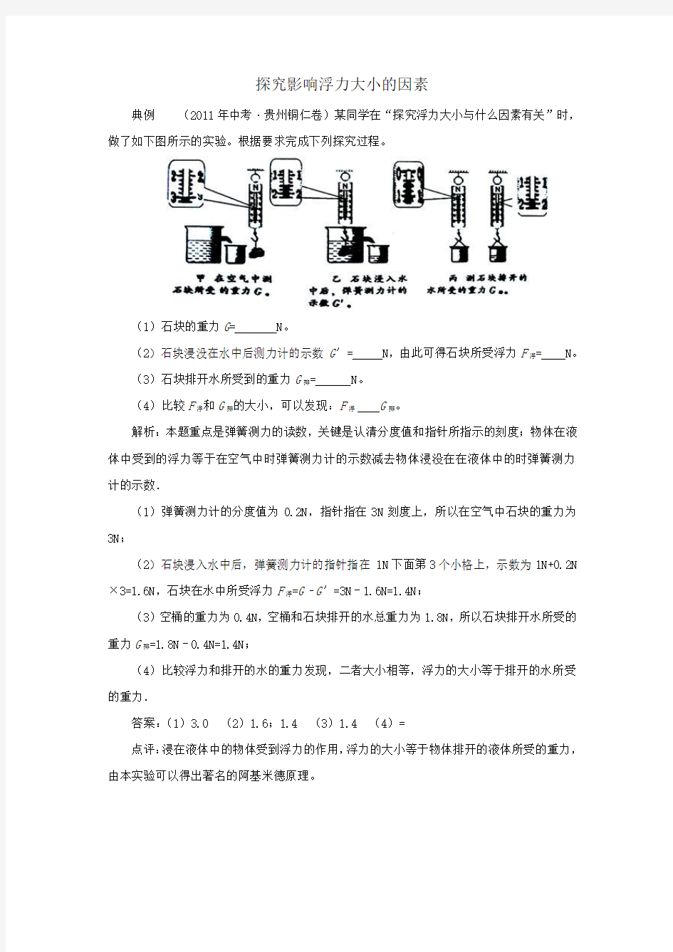 探究影响浮力大小的因素