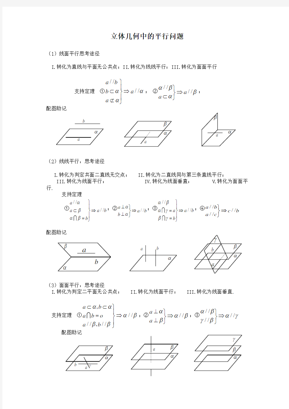 立体几何中平行问题