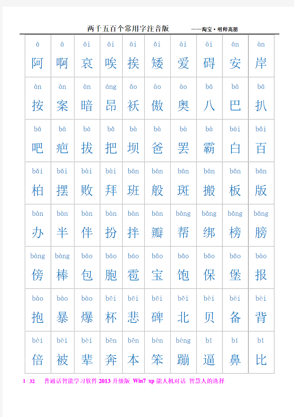 2500个常用字注音版