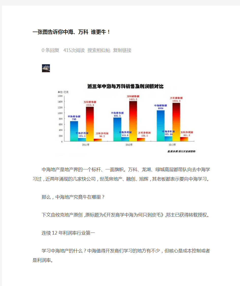 一张图告诉你中海、万科 谁更牛!