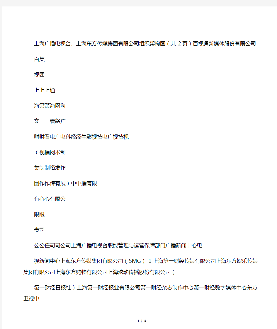 上海广播电视台、上海东方传媒集团有限公司组织架构图(共2页)
