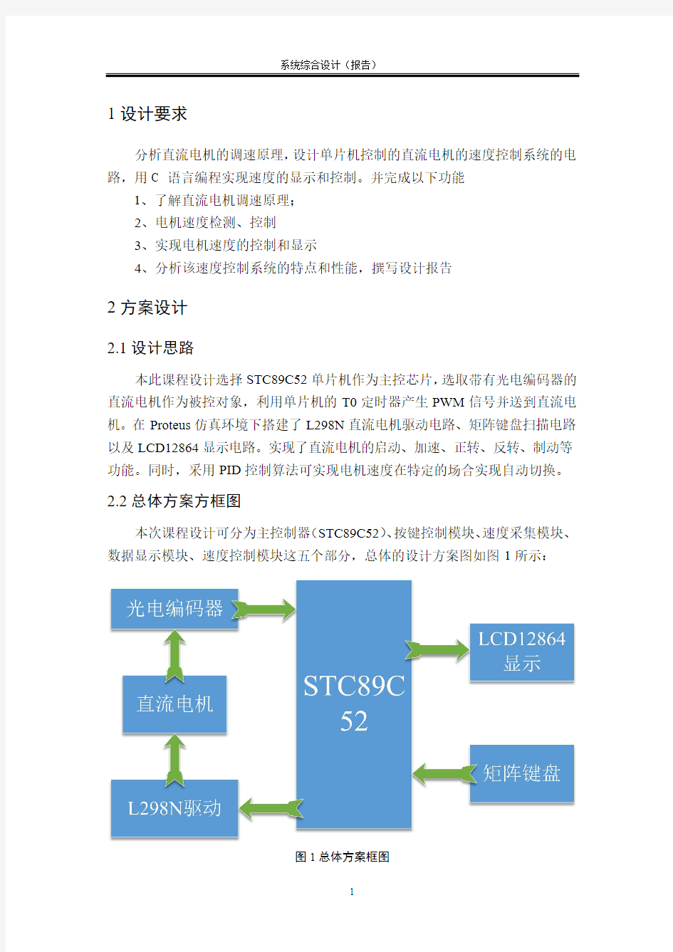 基于51单片机的直流电机调速系统