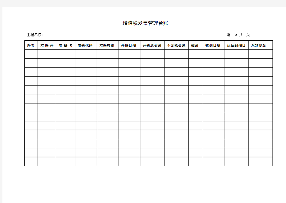 增值税发票管理台账