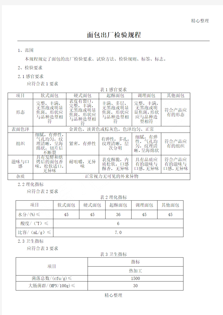 面包出厂检验规程