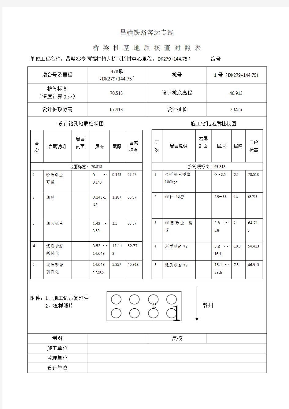 桩基地质核查对照表