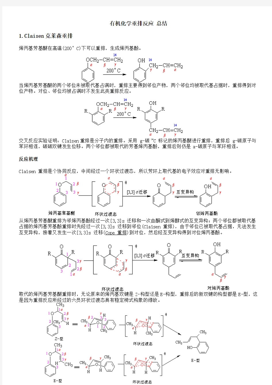 有机化学重排反应_总结