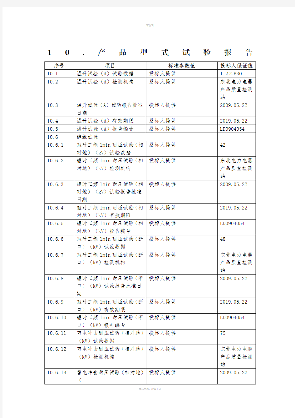 产品型式试验报告