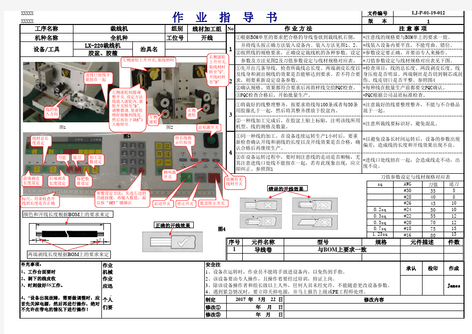 裁线机通用作业指导书