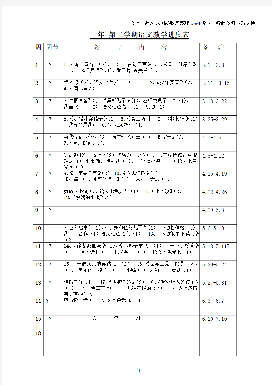 小学二年级下册语文教案全册